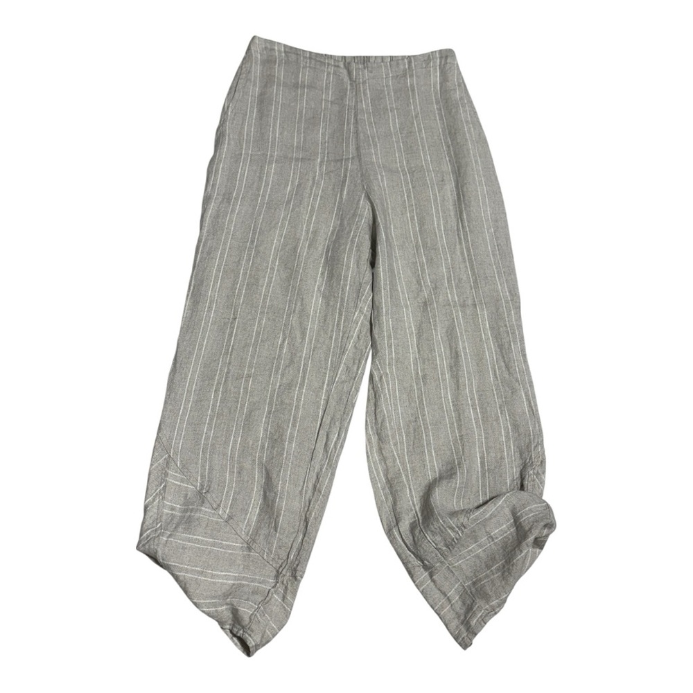 Flax Striped Ankle-Length Linen Pants - Picture 9 of 12